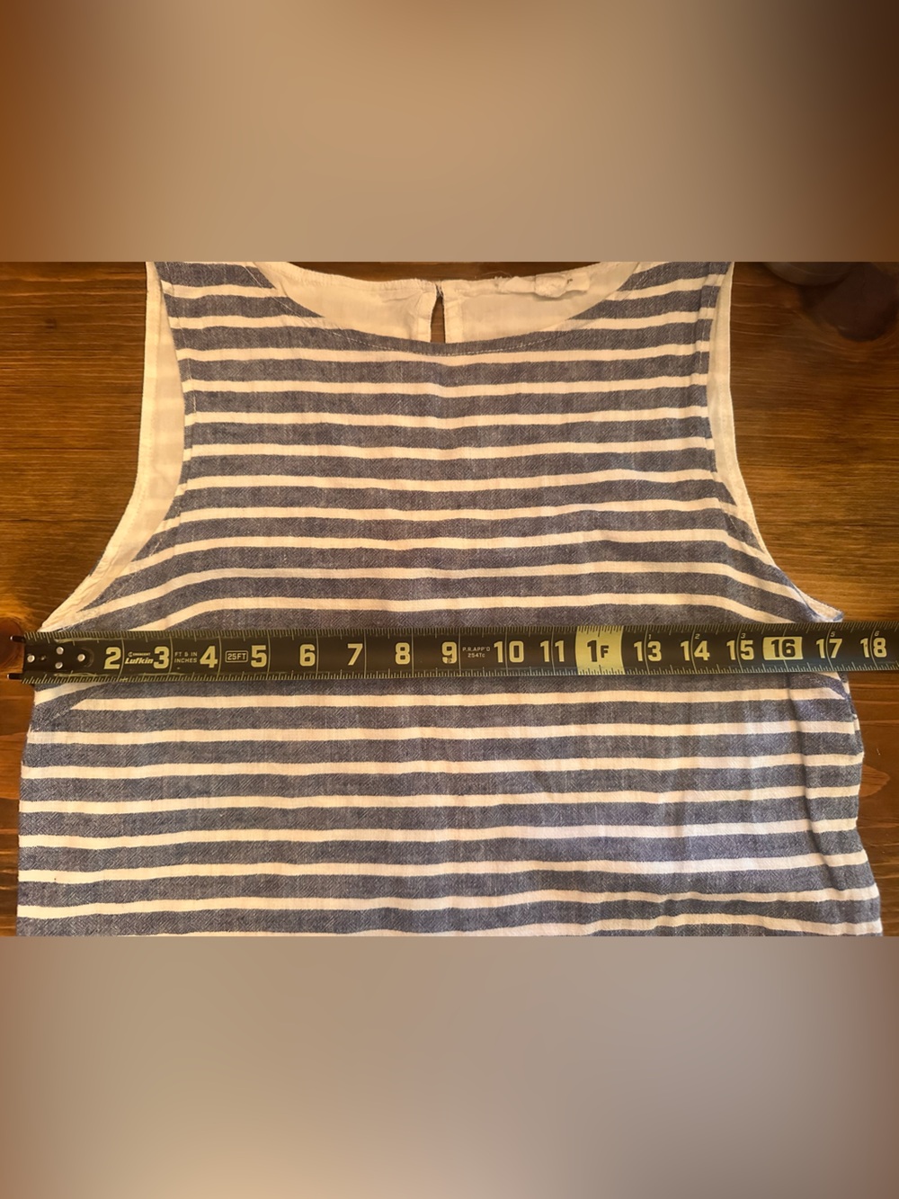 Beach Lunch Lounge Striped Linen Blend Shift Dress Medium Navy White - Picture 6 of 8